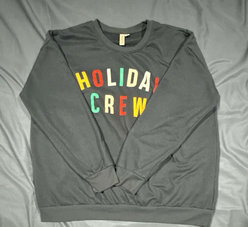 Joyspun Holiday Crew Sweatshirt Size L Navy Blue